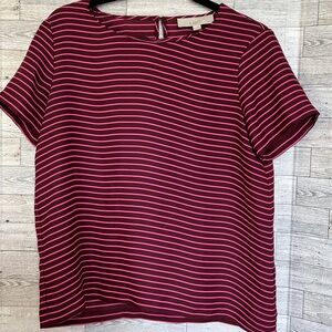 Ann Taylor Loft Burgandy/Pink Short Sleeve Blouse - Size‎ MP